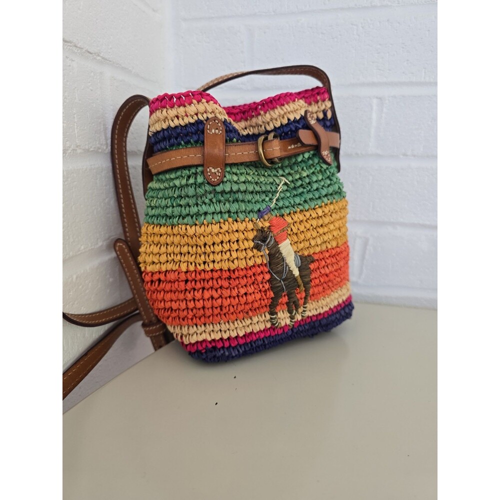 Polo Ralph Lauren Raffia Mini Bellport Bucket Bag Limited Edition Rare - Picture 4 of 14